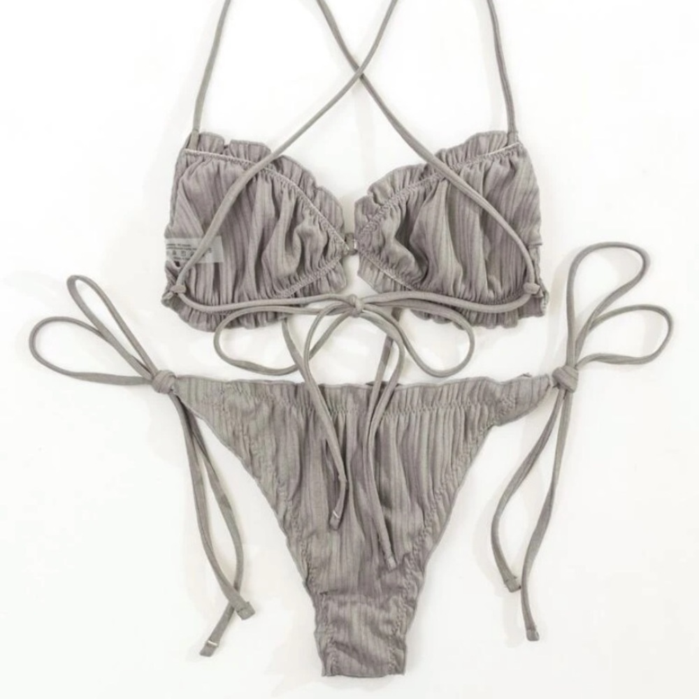 2/$25 Grey Ruched Bikini Set - Picture 3 of 7